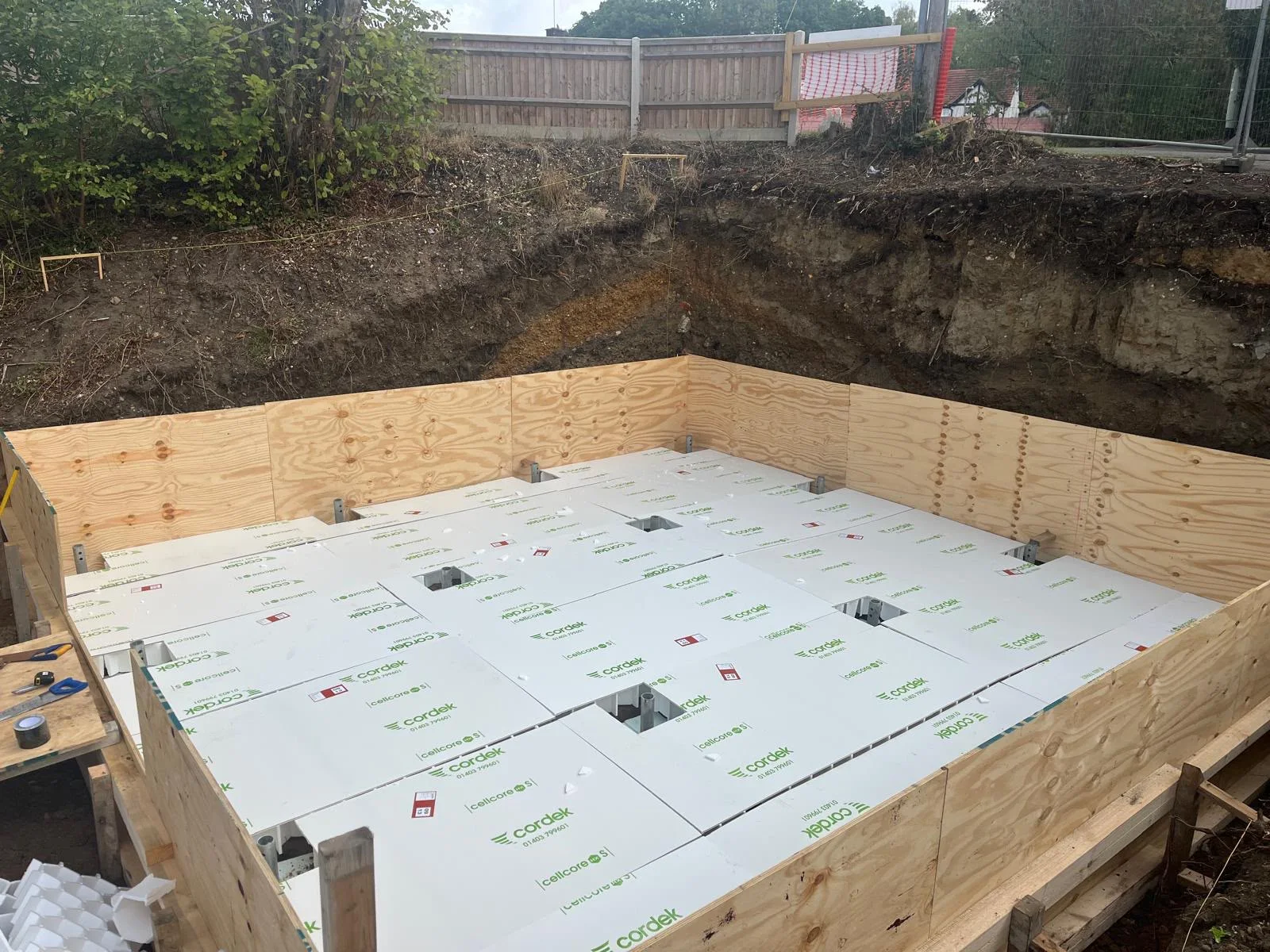 Cordek Cellcore heave protection installed over the membrane